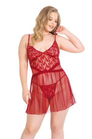 Deluxerie Plus Size Babydoll-Set Perla